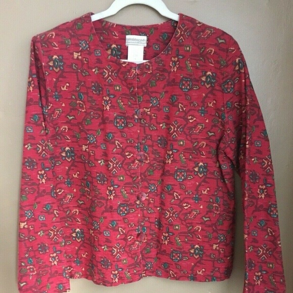 Coldwater Creek Jacket Cotton Linen Floral Small - Picture 1 of 4